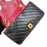 Gucci Black/RedQuilted Leather Marmont Torchon Flap Bag