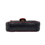 Gucci Black/RedQuilted Leather Marmont Torchon Flap Bag