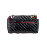 Gucci Black/RedQuilted Leather Marmont Torchon Flap Bag