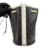 Celine Drawstring Bag Triomphe Canvas White Calfskin