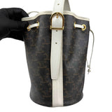 Celine Drawstring Bag Triomphe Canvas White Calfskin