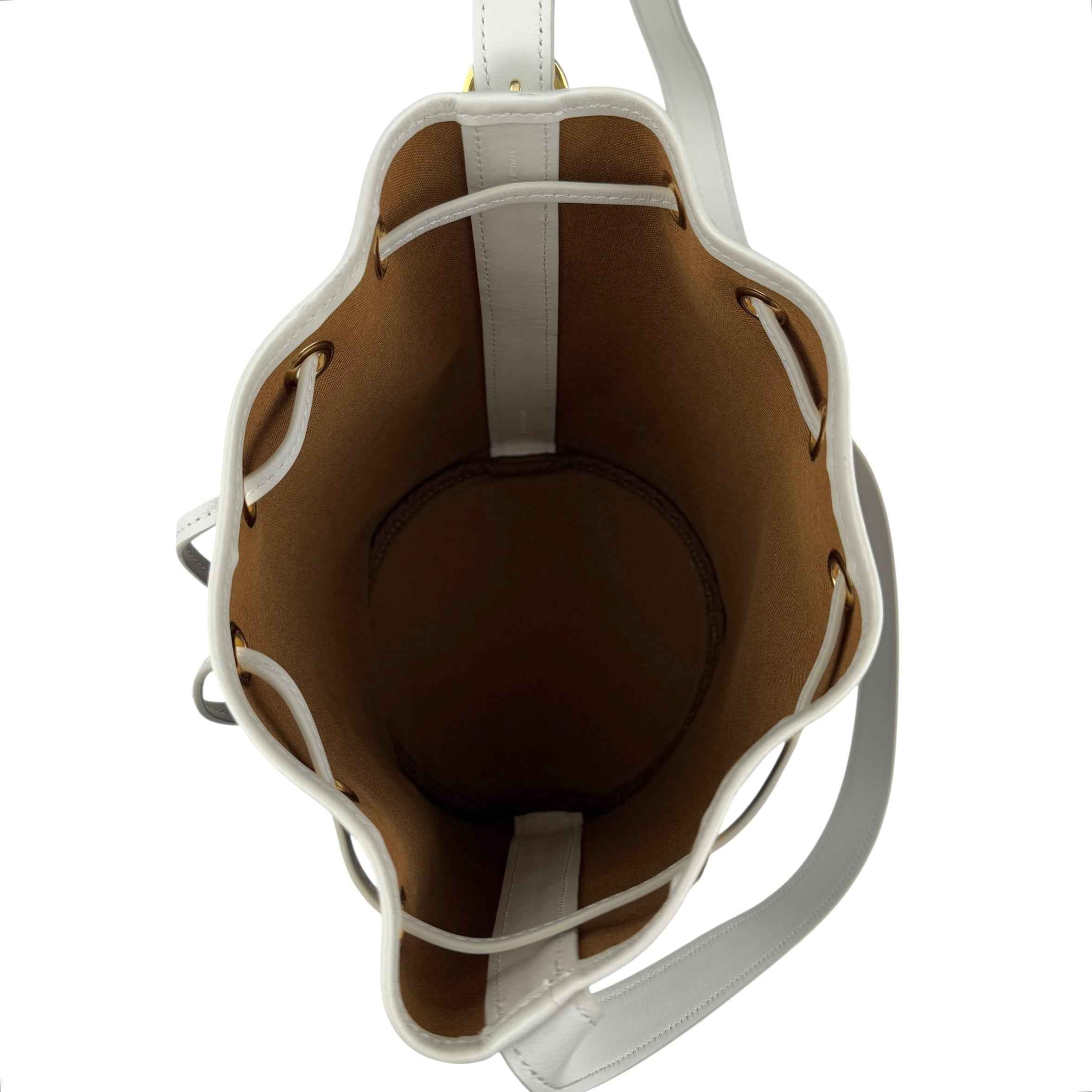 Celine Drawstring Bag Triomphe Canvas White Calfskin