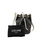 Celine Drawstring Bag Triomphe Canvas White Calfskin