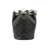 Celine Drawstring Bag Triomphe Canvas White Calfskin
