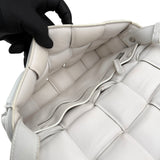 Pre-owned Bottega Veneta White Nappa Leather Maxi Weave Padded Cassette bag