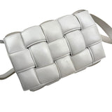 Pre-owned Bottega Veneta White Nappa Leather Maxi Weave Padded Cassette bag