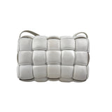 Pre-owned Bottega Veneta White Nappa Leather Maxi Weave Padded Cassette bag back view
