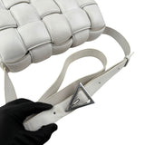 Pre-owned Bottega Veneta White Nappa Leather Maxi Weave Padded Cassette bag