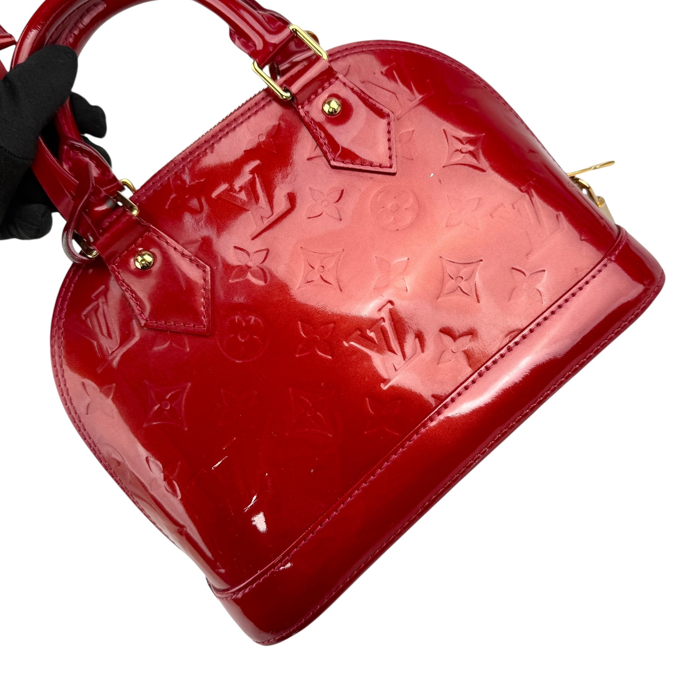 Pre-owned Louis Vuitton Red Monogram Vernis Leather Alma BB bag