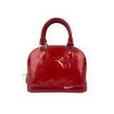 Pre-owned Louis Vuitton Red Monogram Vernis Leather Alma BB bag back view