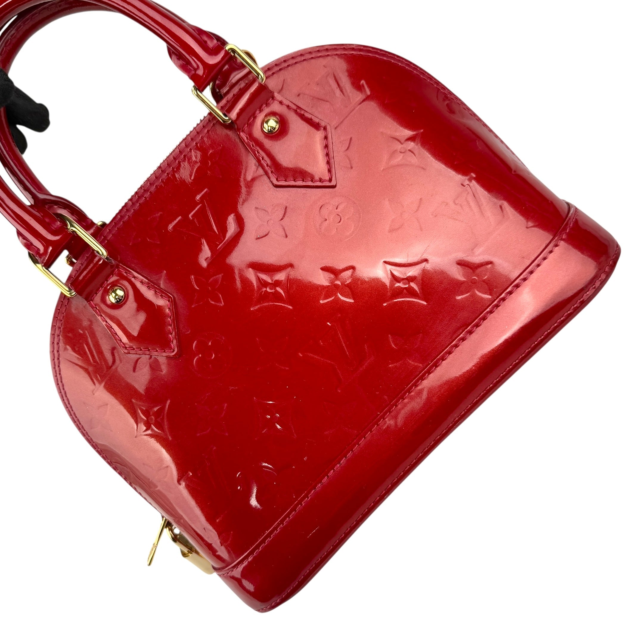 Pre-owned Louis Vuitton Red Monogram Vernis Leather Alma BB bag