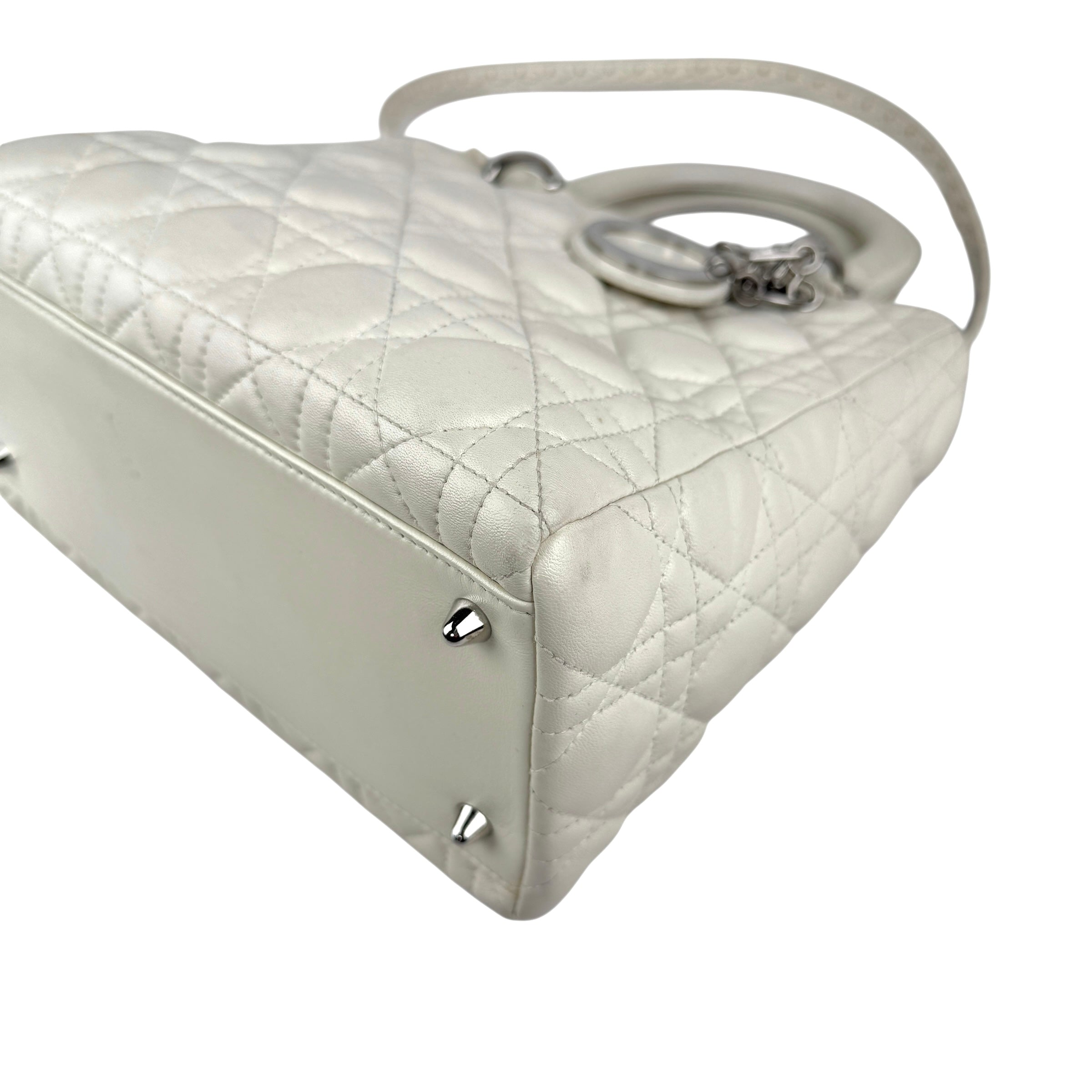 Pre-owned Dior Lady Medium Shoulder Bag White shoulder bag