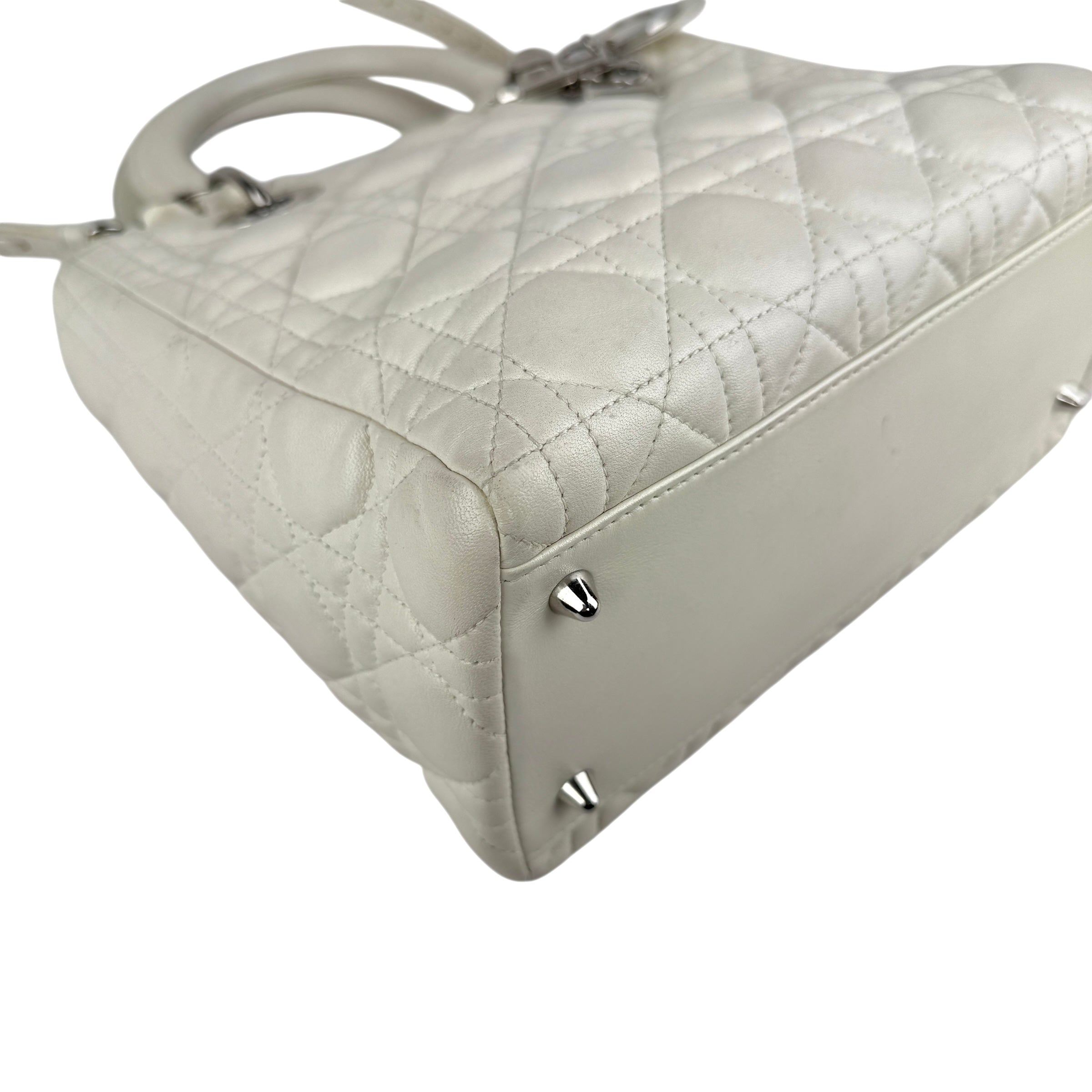 Pre-owned Dior Lady Medium Shoulder Bag White shoulder bag