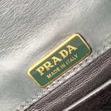 Pre-owned prada pionniere city green leather crossbody bag front