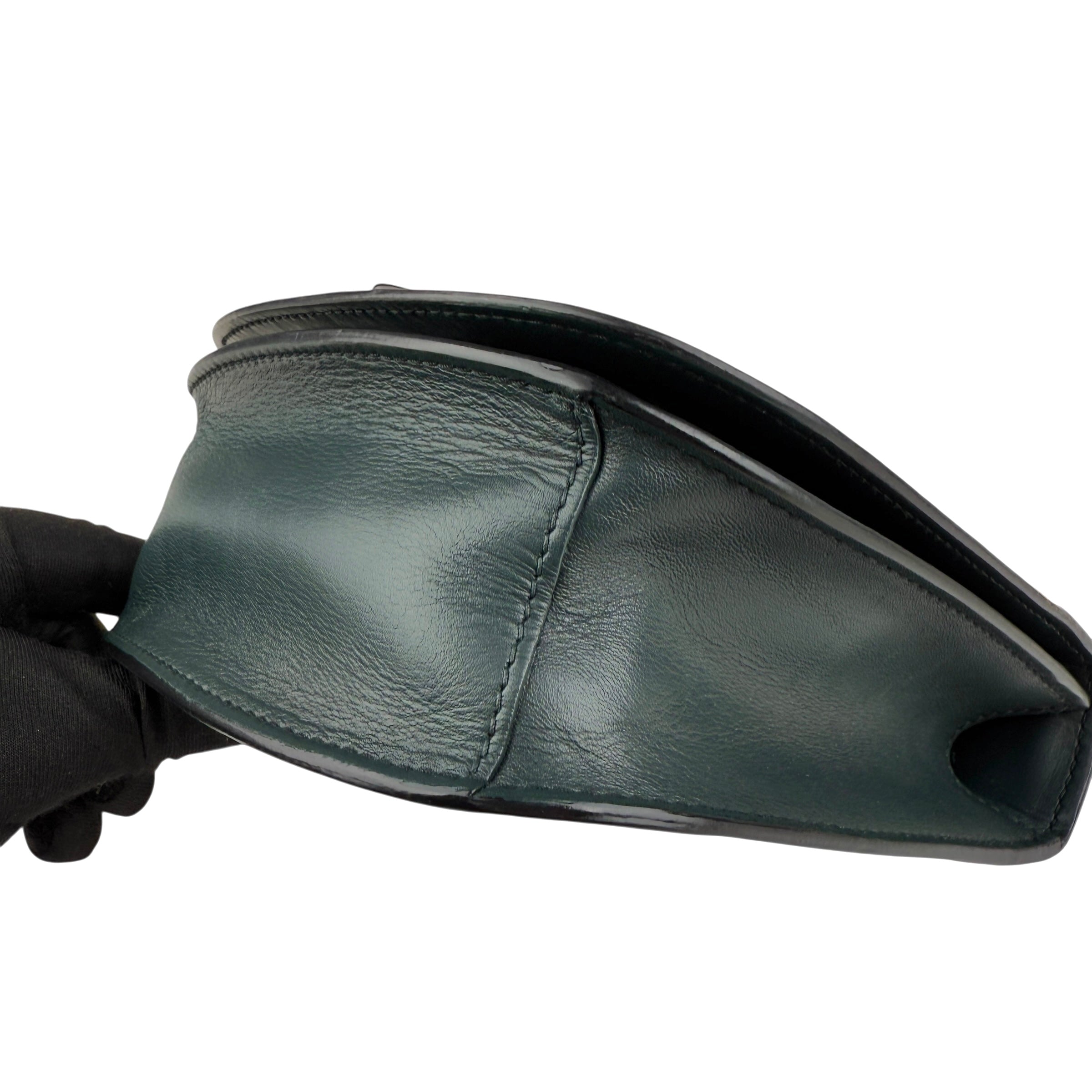 Pre-owned prada pionniere city green leather crossbody bag front