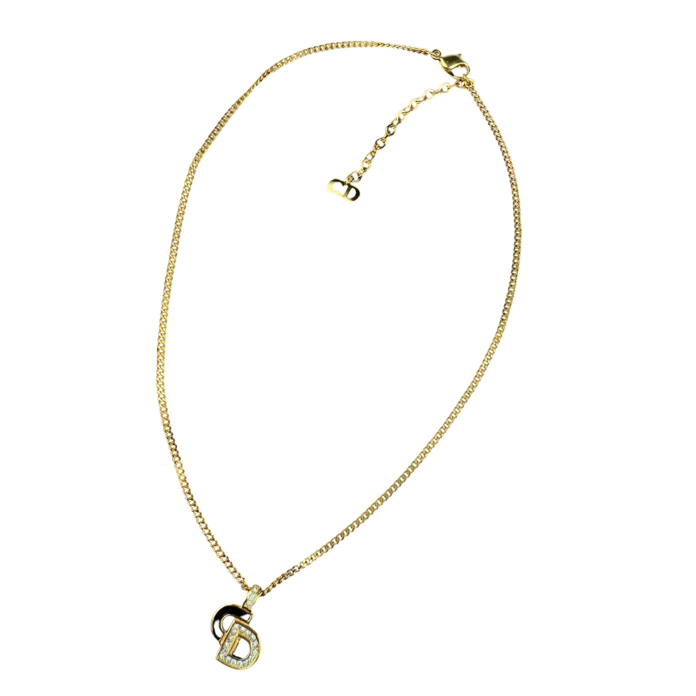 Dior Gold Crystal CD Necklace