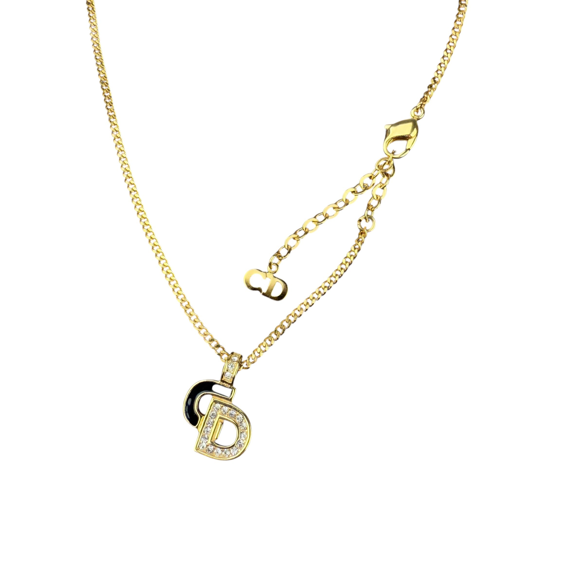 Dior Gold Crystal CD Necklace