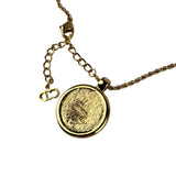 Christian Dior Rhinestone Logo Pendant Necklace