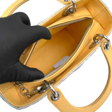 Dior Lady Dior model handbag in Bleu Pale, yellow and grey leather cannage