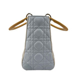 Dior Lady Dior model handbag in Bleu Pale, yellow and grey leather cannage