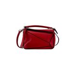 Loewe Red Pebbled Calfskin Leather Mini Puzzle Bag