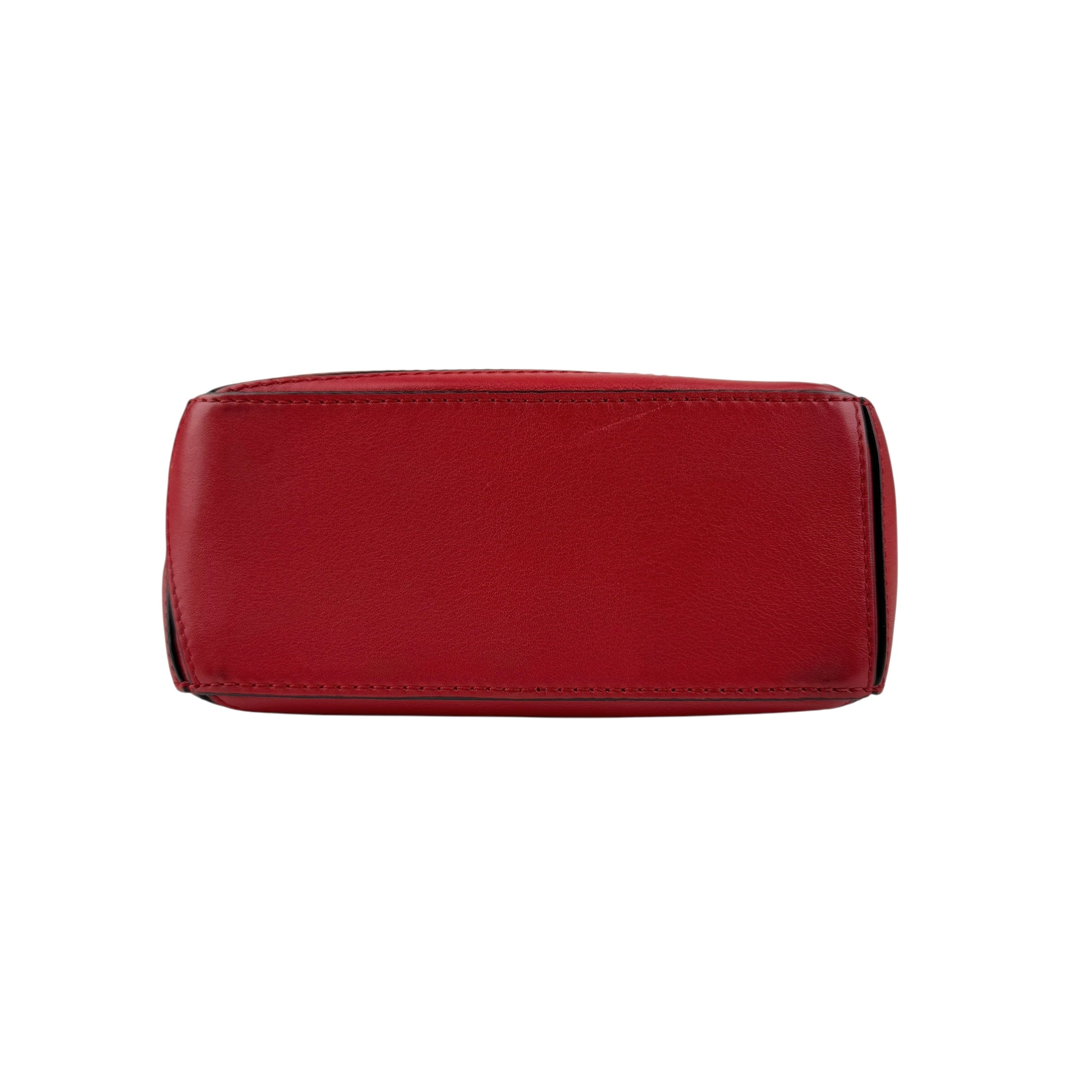 Pre-owned Loewe Red Pebbled Calfskin Leather Mini Puzzle Bag