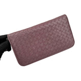 Pre-owned Bottega Veneta Deco Rose Intrecciato Woven Nappa Leather Zip Around Wallet wallet