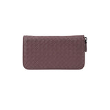 Pre-owned Bottega Veneta Deco Rose Intrecciato Woven Nappa Leather Zip Around Wallet wallet back view