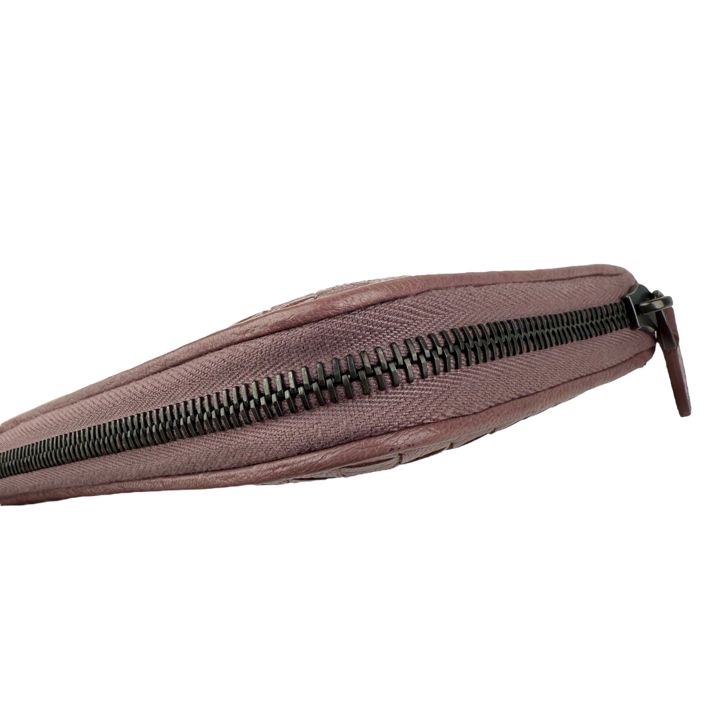 Pre-owned Bottega Veneta Deco Rose Intrecciato Woven Nappa Leather Zip Around Wallet wallet