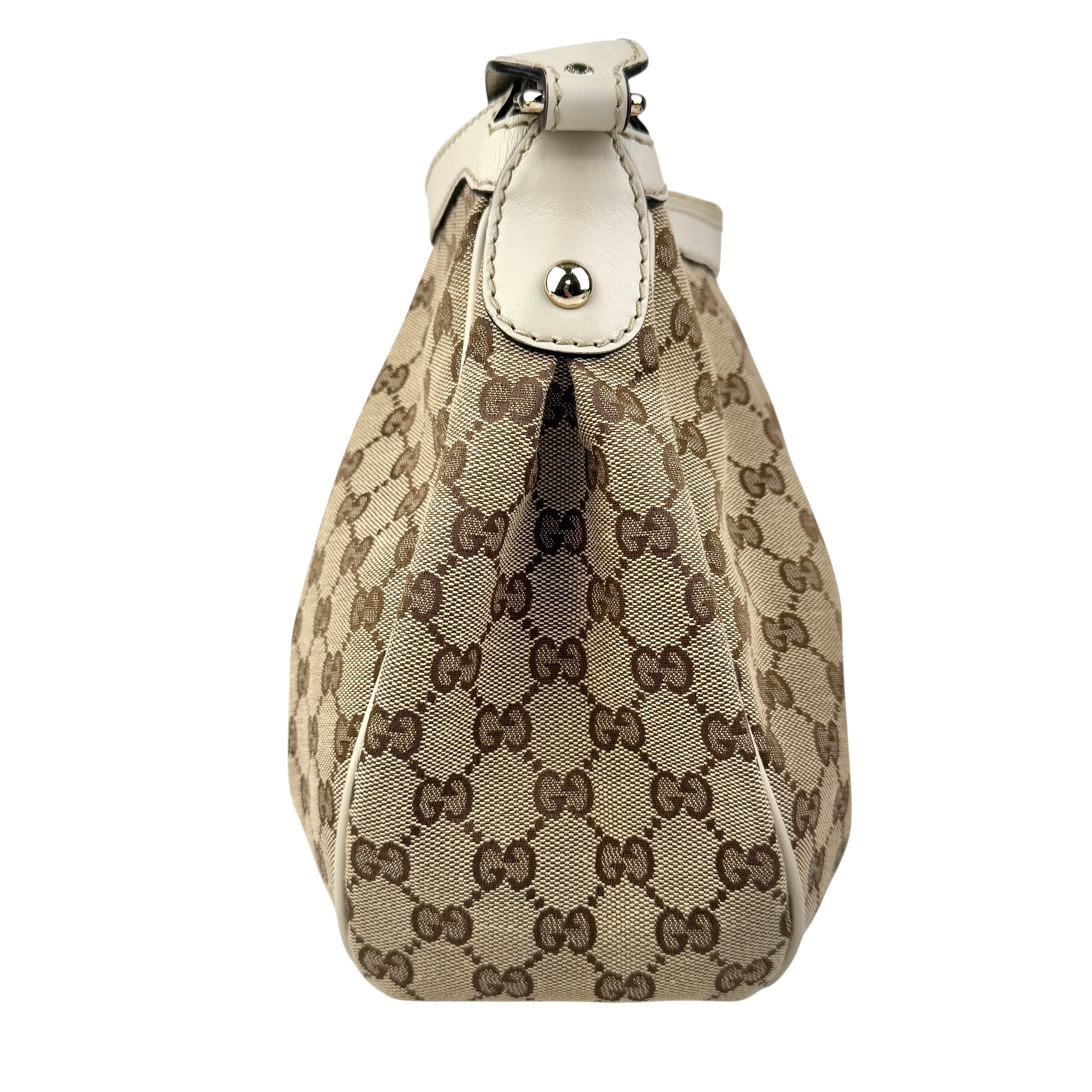 Pre-owned Gucci Beige/White GG Canvas Medium Sukey Hobo bag