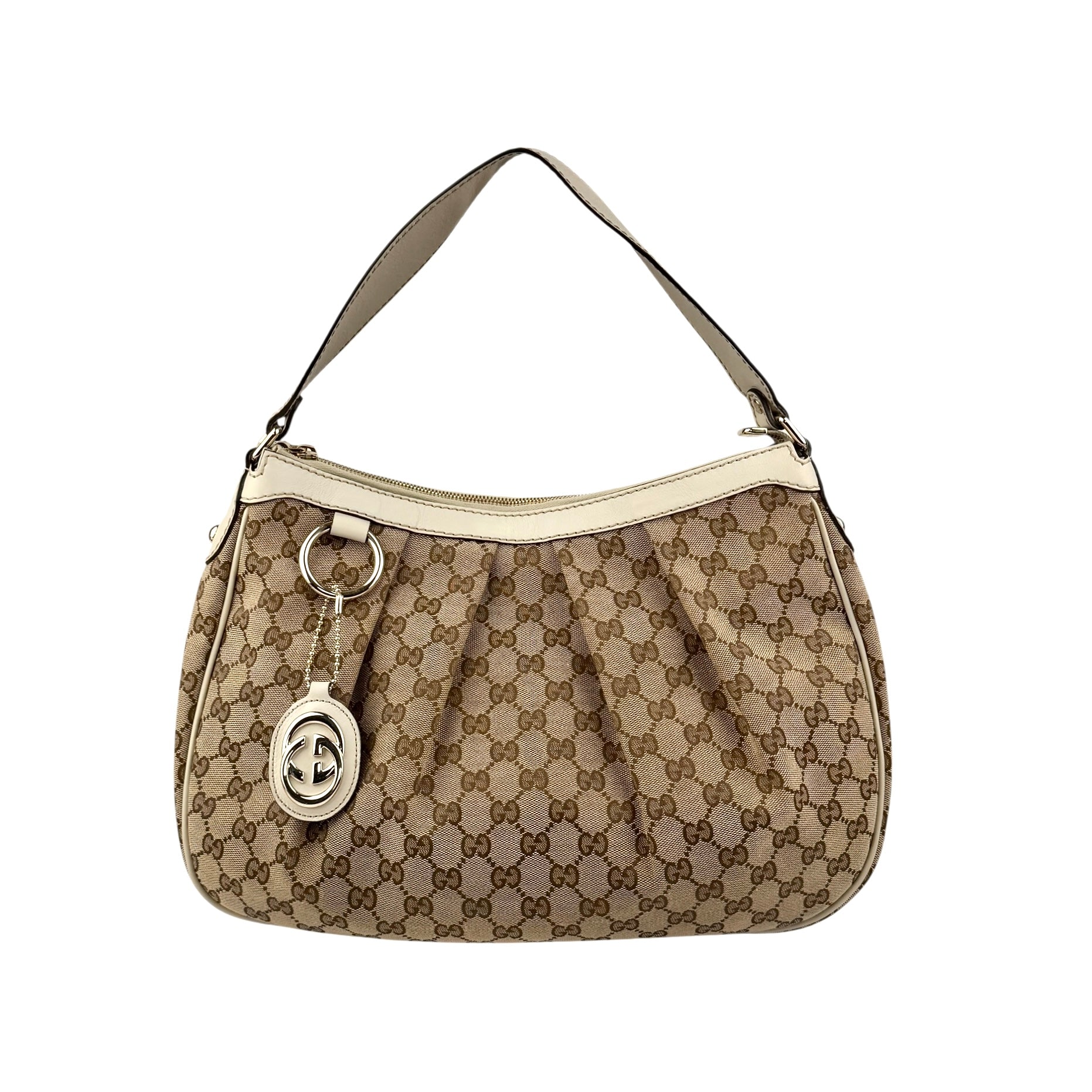 Pre-owned Gucci Beige/White GG Canvas Medium Sukey Hobo bag main image
