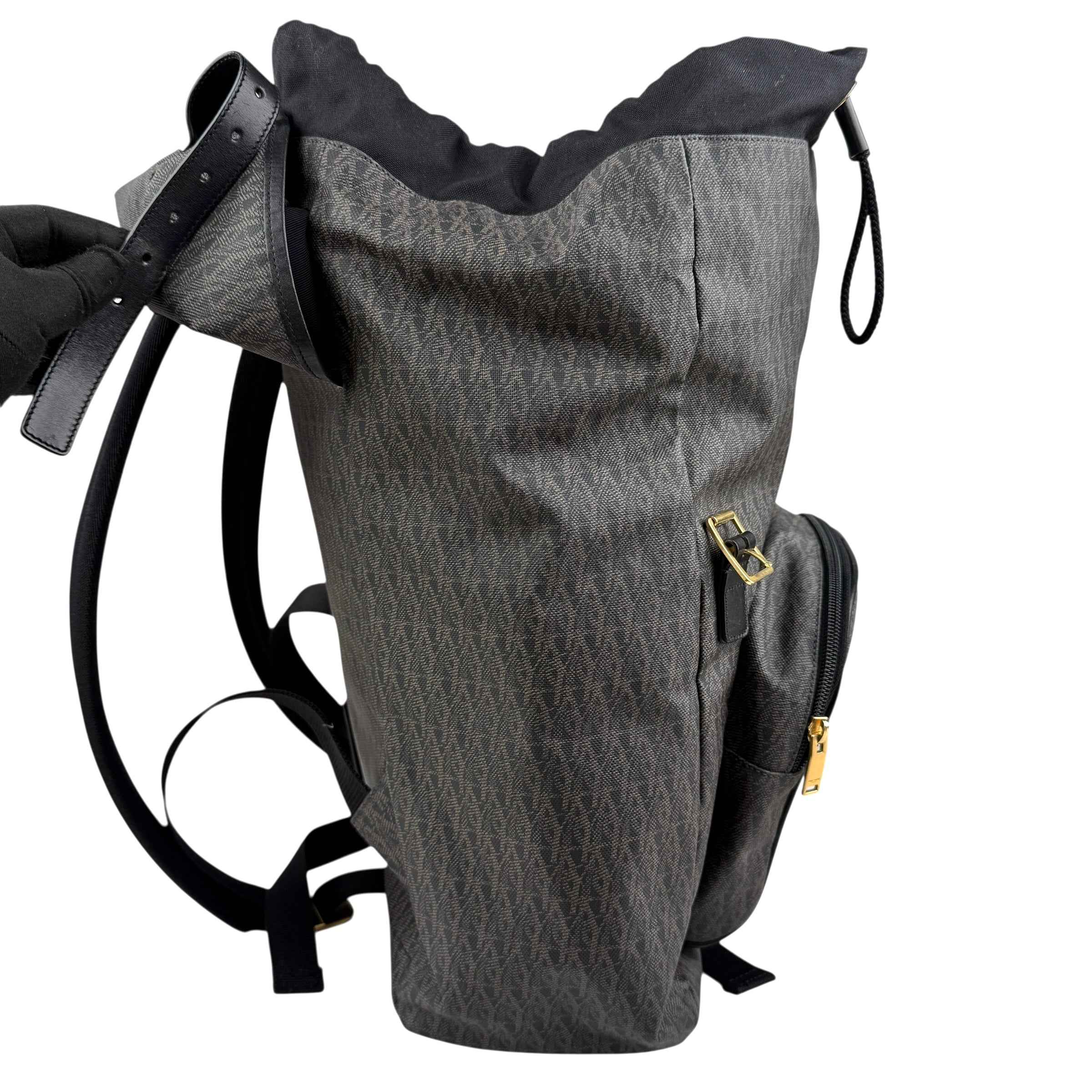 Saint Laurent Monogram Coated Canvas Backpack Brown