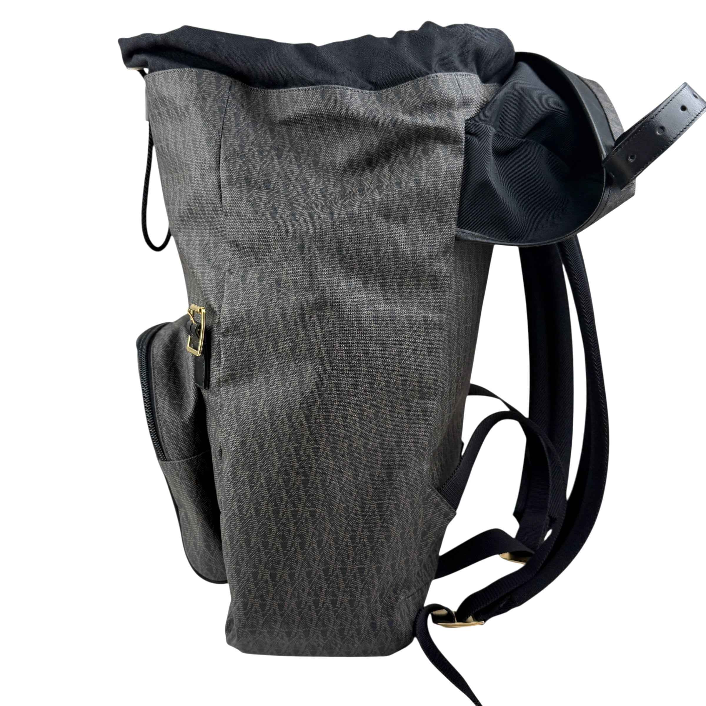 Saint Laurent Monogram Coated Canvas Backpack Brown