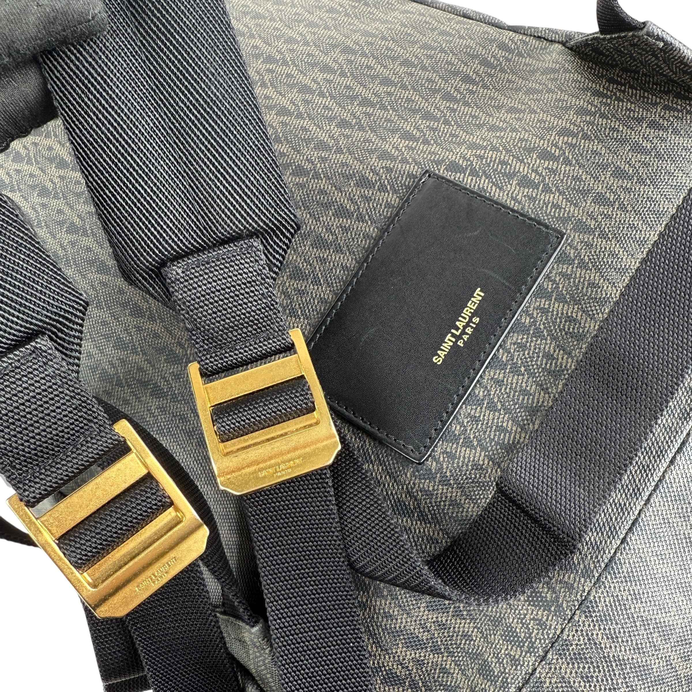 Saint Laurent Monogram Coated Canvas Backpack Brown