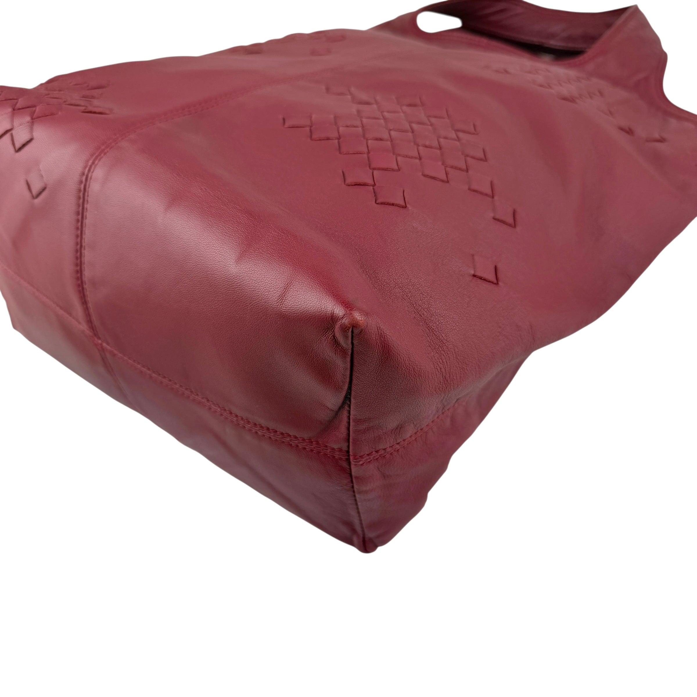 Pre-owned Bottega Veneta Catalano Regent Burgundy Intrecciato Leather Tote Bag tote bag