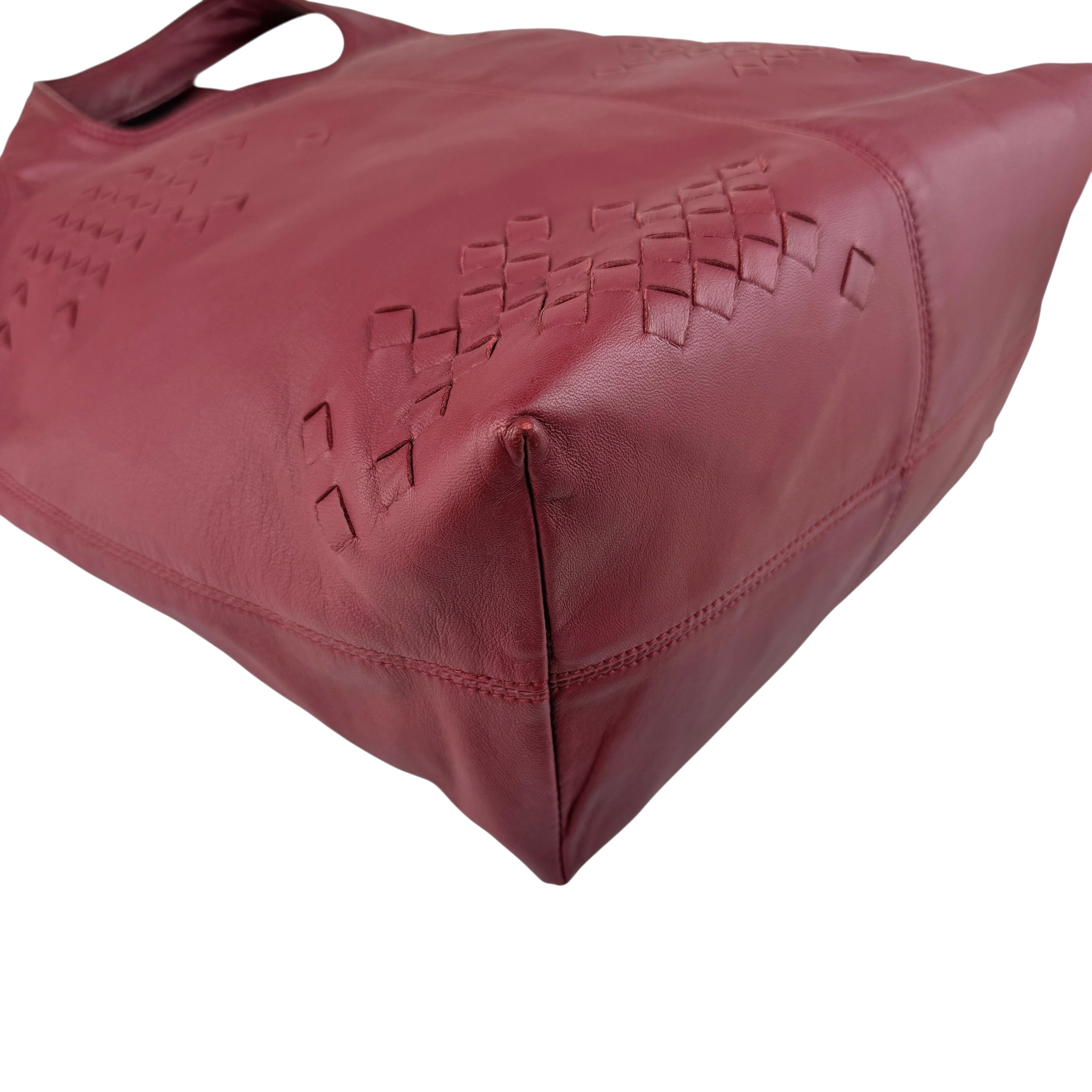 Pre-owned Bottega Veneta Catalano Regent Burgundy Intrecciato Leather Tote Bag tote bag