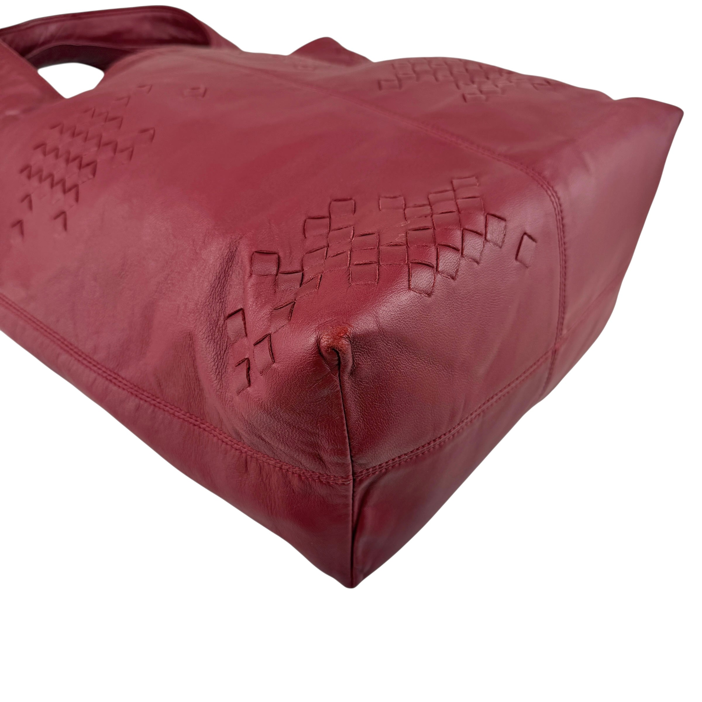 Pre-owned Bottega Veneta Catalano Regent Burgundy Intrecciato Leather Tote Bag tote bag