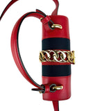 Pre-owned Gucci Red Leather Mini Web Sylvie Top Handle bag