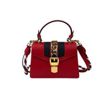 Pre-owned Gucci Red Leather Mini Web Sylvie Top Handle bag main image