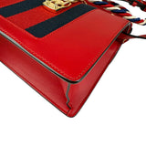 Pre-owned Gucci Red Leather Mini Web Sylvie Top Handle bag