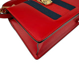 Pre-owned Gucci Red Leather Mini Web Sylvie Top Handle bag