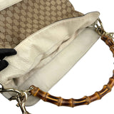 Gucci Beige/White GG Canvas Diana Bamboo Shoulder Bag