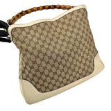 Pre-owned Gucci Beige/White GG Canvas Diana Bamboo Shoulder Bag