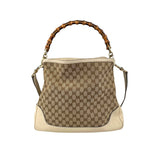Gucci Beige/White GG Canvas Diana Bamboo Shoulder Bag