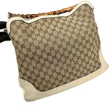 Pre-owned Gucci Beige/White GG Canvas Diana Bamboo Shoulder Bag