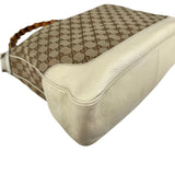 Pre-owned Gucci Beige/White GG Canvas Diana Bamboo Shoulder Bag