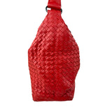 Pre-owned Bottega Veneta Red Intrecciato Woven Nappa Leather Medium Veneta Hobo Bag