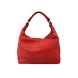 Bottega Veneta Red Intrecciato Woven Nappa Leather Medium Veneta Hobo Bag