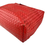 Pre-owned Bottega Veneta Red Intrecciato Woven Nappa Leather Medium Veneta Hobo Bag