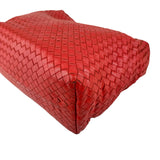 Pre-owned Bottega Veneta Red Intrecciato Woven Nappa Leather Medium Veneta Hobo Bag